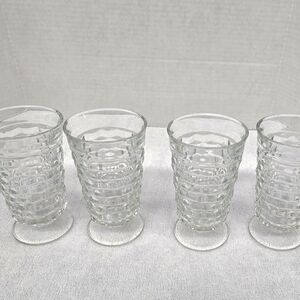 Set Of 4 Vintage Indiana Glass Whitehall 12oz  Clear Iced Tea Tumblers 6" EUC